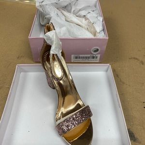 Multi color sparkly chunky heel